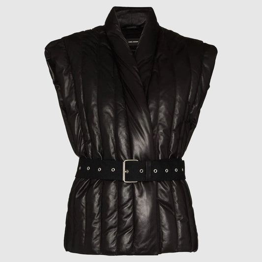 Ajali belted sleeveless jacket for sale