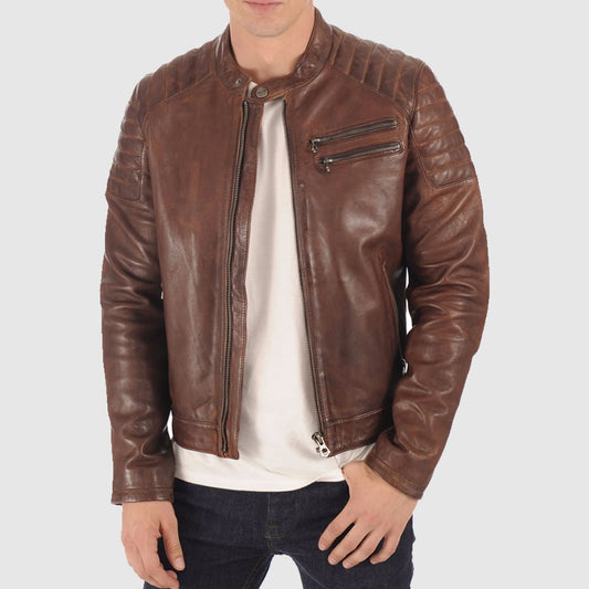 Brown Biker Leather Jacket