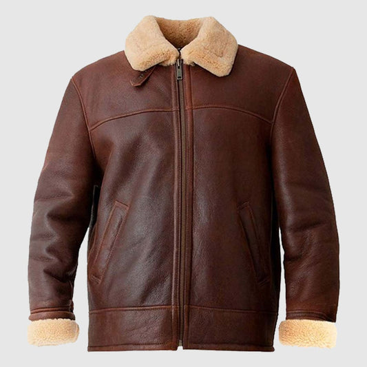 Mens Brown Aviator leather Jacket
