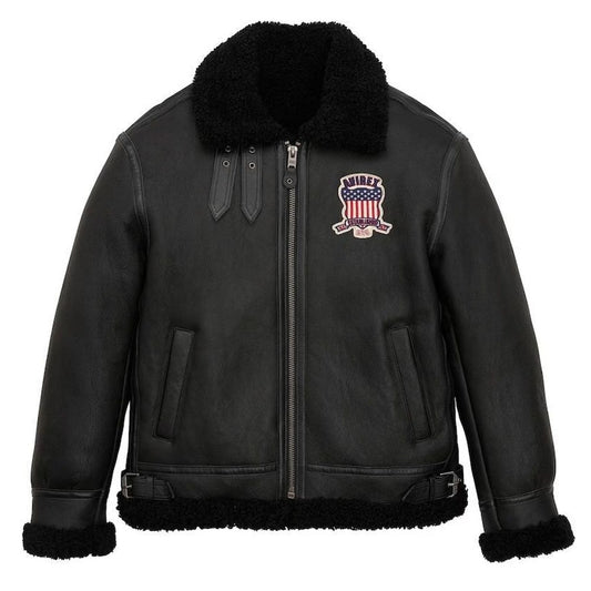Avirex icon Black USA B3 Shearling Bomber Leather Jacket Real Leather Jacket