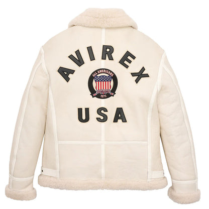 Avirex B3 Bomber Shearling Snow White Leather Jacket