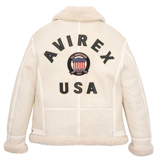 Avirex B3 Bomber Shearling Snow White Leather Jacket