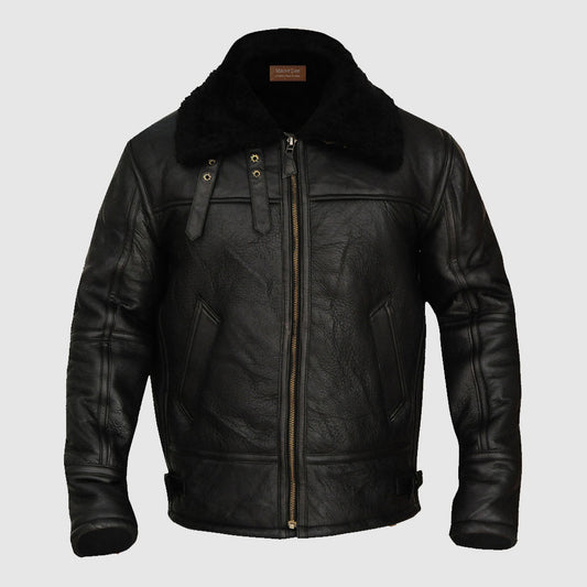 B3 Aviator Bomber Sheepskin shearling Black Jacket