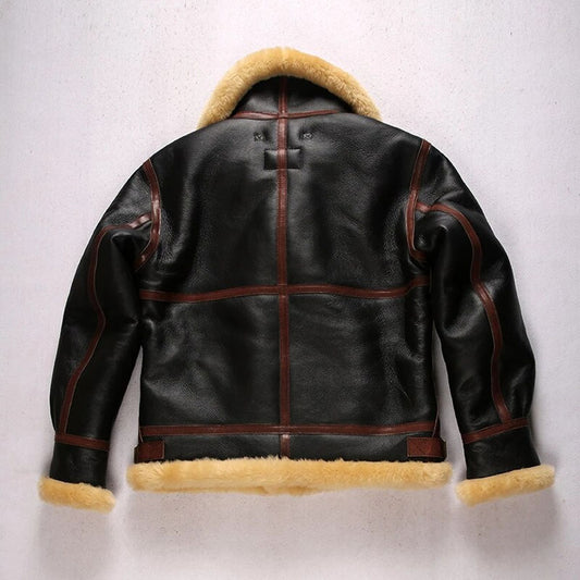B3 shearling bomber wool collar coat vintage military jacket