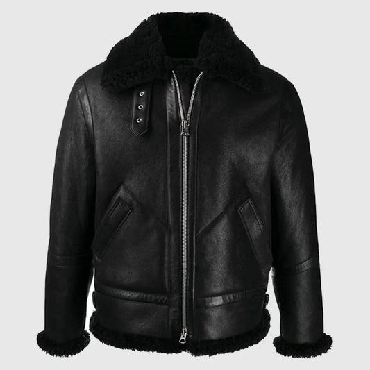 B3 Bomber Black Faux Shearling Jacket