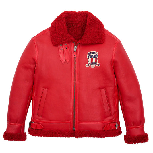 Best Winter Avirex B3 Bomber Shearling Red Leather Jacket