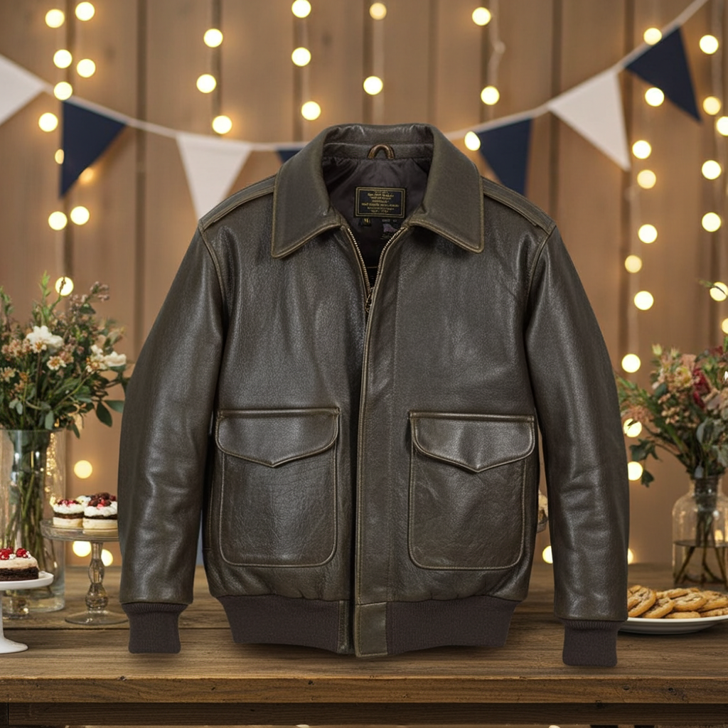 Biker leather bomber jacket