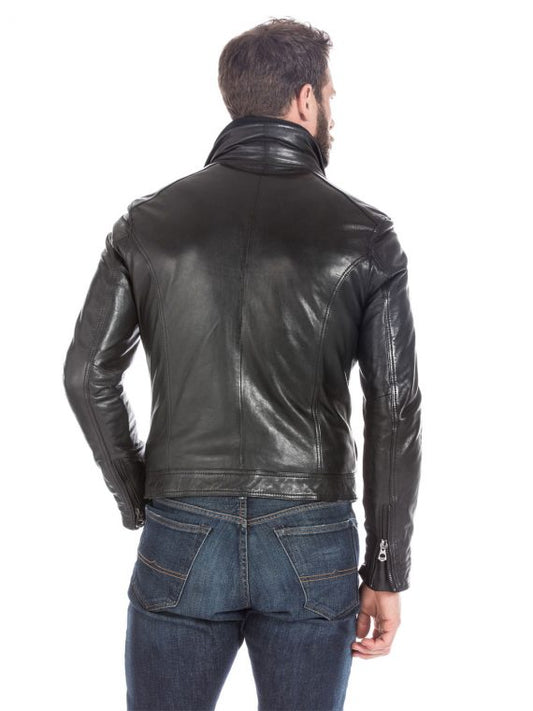 Black Lambskin Leather Jacket Men