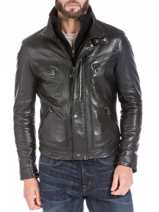Black Leather Sports Jacket