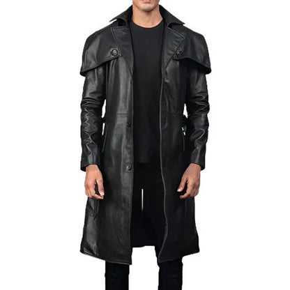Black Leather Trench Coat
