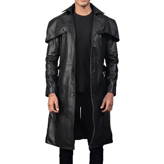 Black Leather Trench Coat
