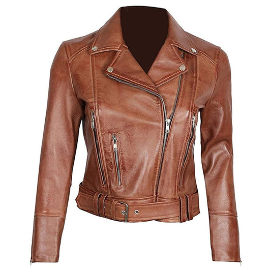 Blingsoul Womens Leather Jacket - Real Lambskin Leather Motorcycle Jacket Women