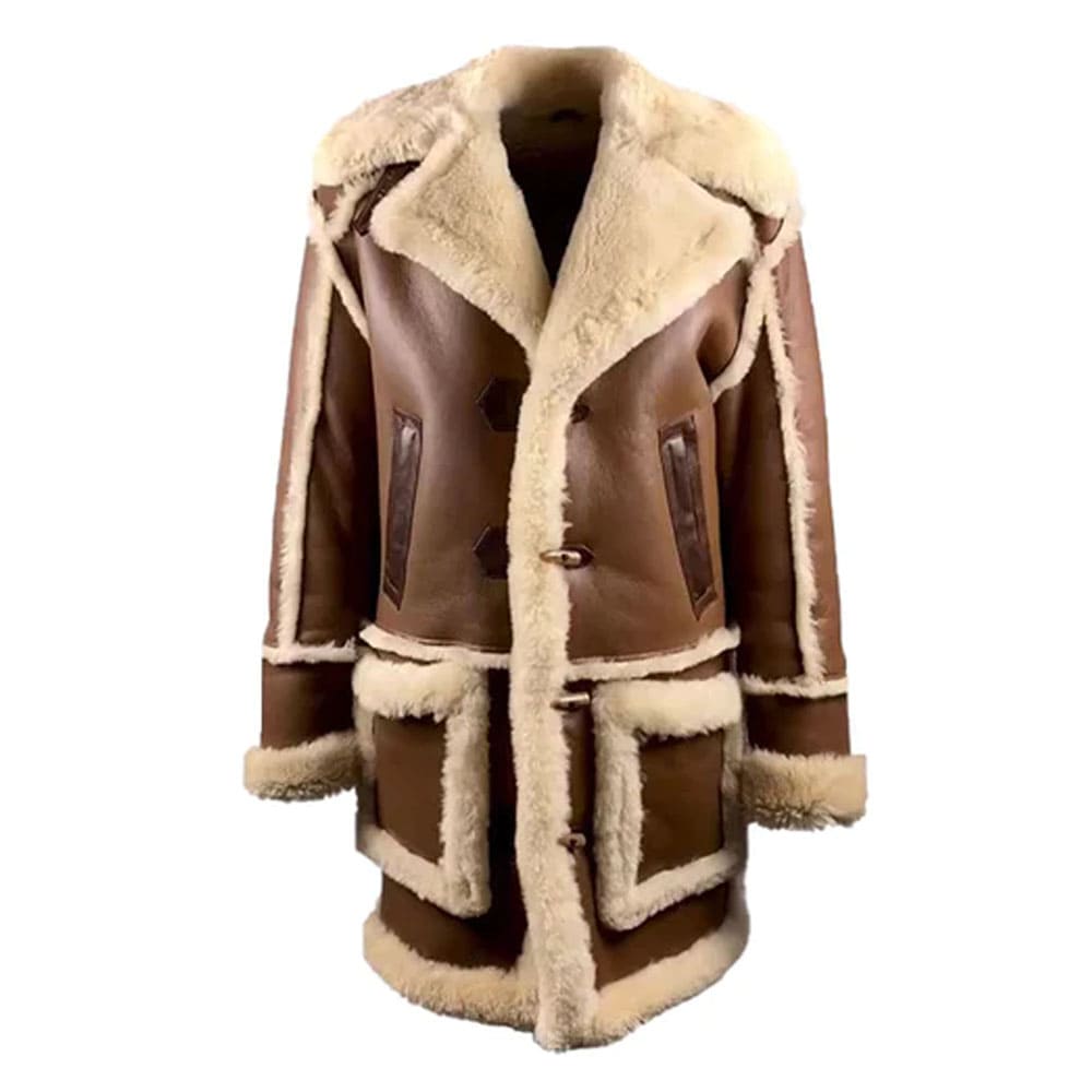 Brock's Brown shearling overcoat