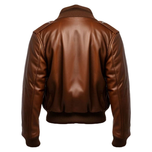 Brown Bomber Aviator Leather Jacket
