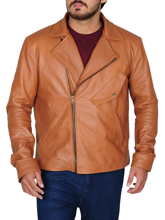 Classy Tawny Brown Leather Jacket men