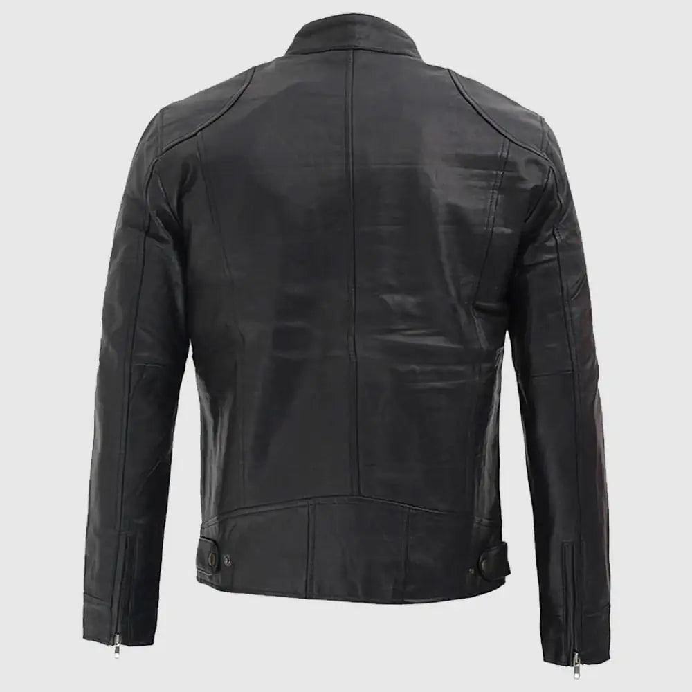 Dodge Black Leather Jacket Men's