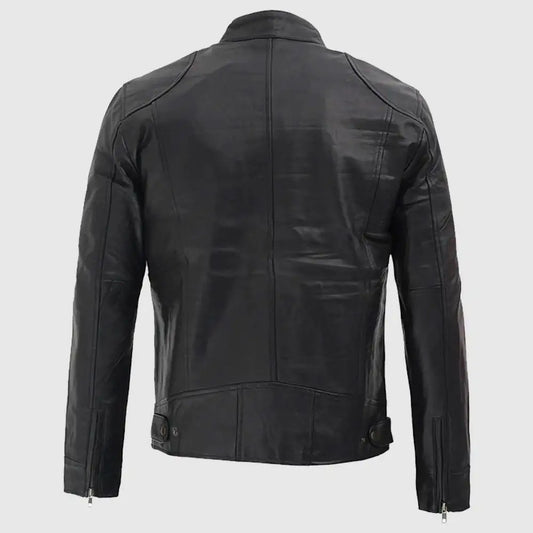 Dodge Black Leather Jacket Men's