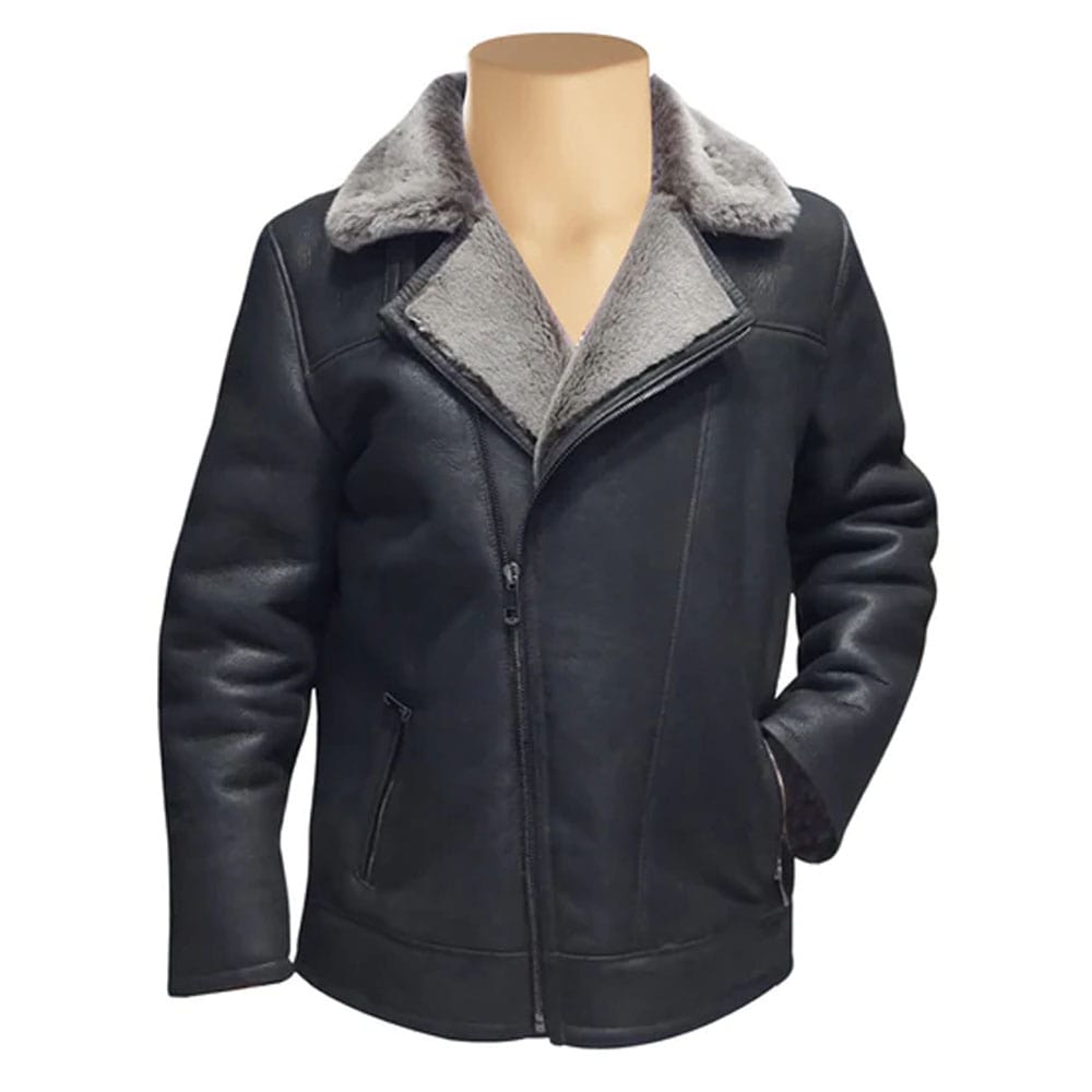Drake's Black Shearling Car coat