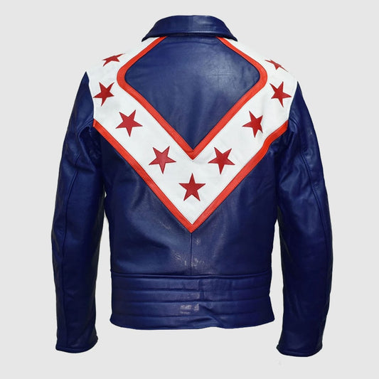 EVEL KNIEVEL ROYAL BLUE WEMBLEY TRIBUTE PURE LEATHER JACKET