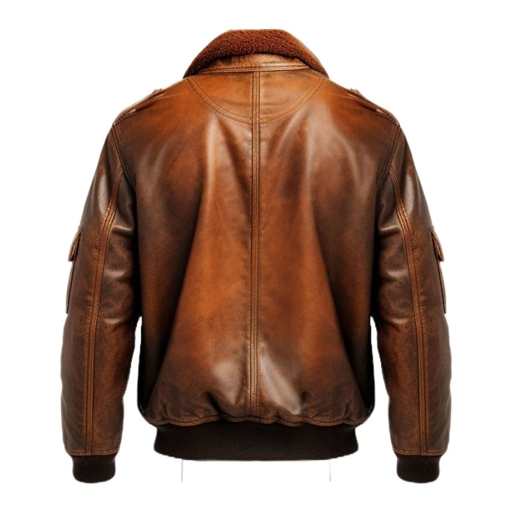 Flight Bomber Leather Jacket Vintage Brown