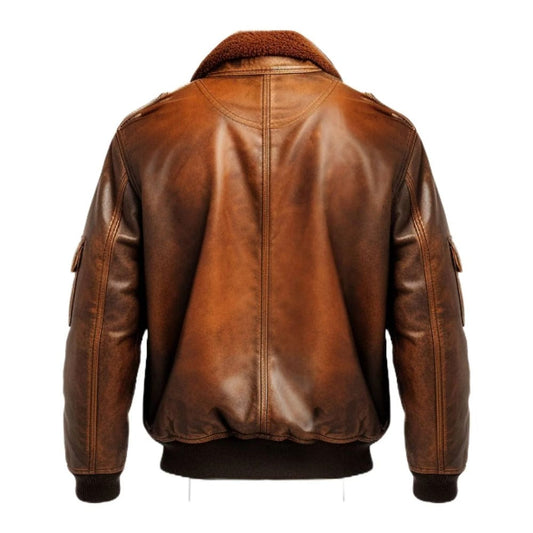 Flight Bomber Leather Jacket Vintage Brown