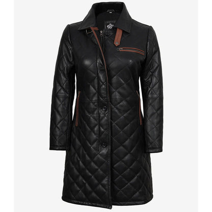 Women’s Leather Car Coat Black