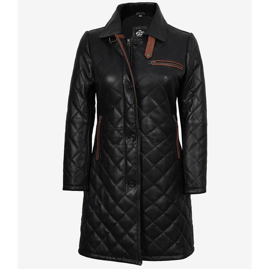 Women’s Leather Car Coat Black