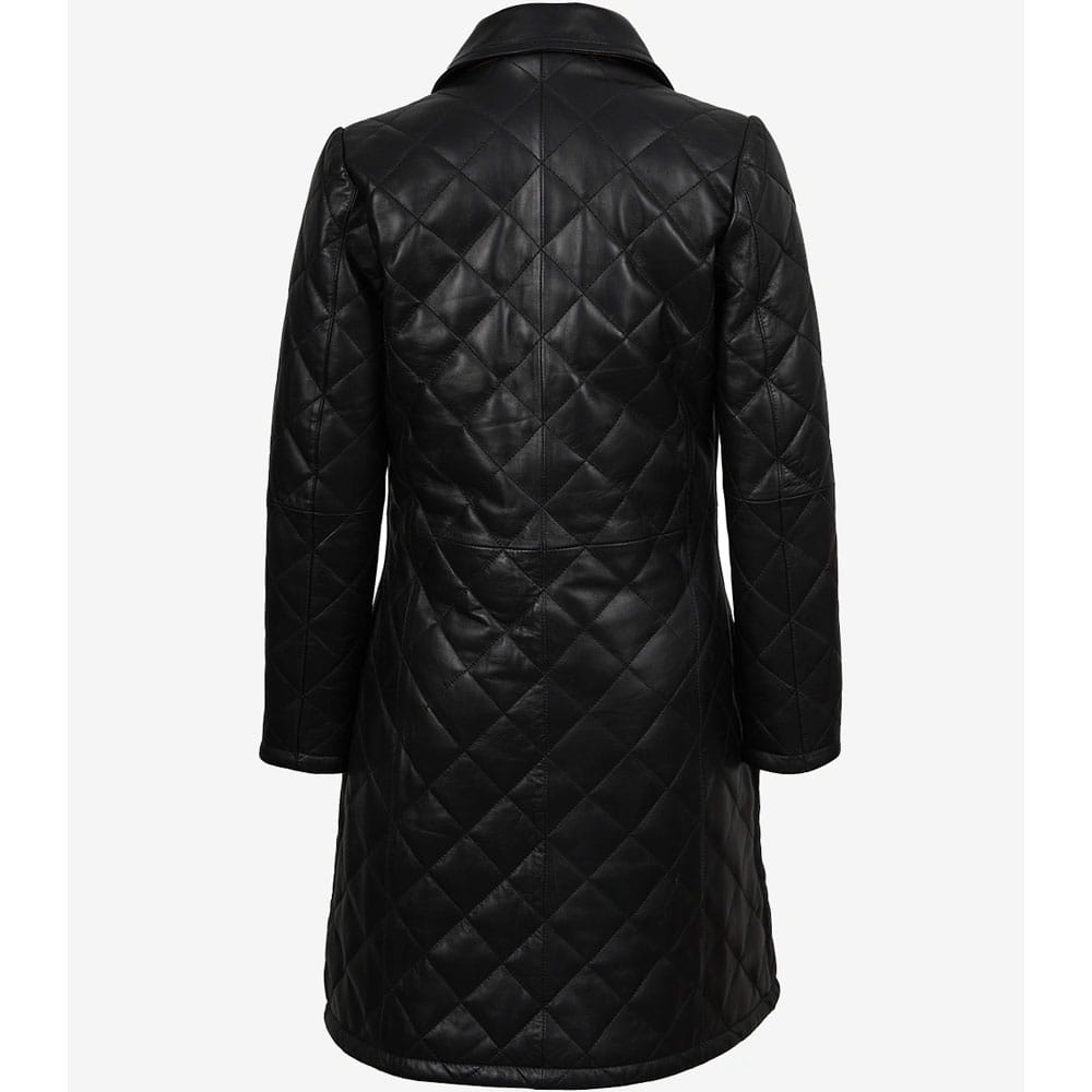 Women’s Leather Car Coat Black