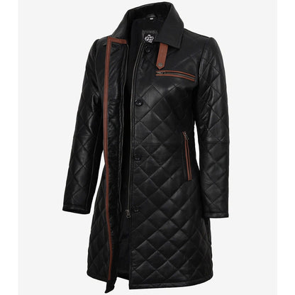 Women’s Leather Car Coat Black