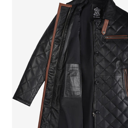Women’s Leather Car Coat Black