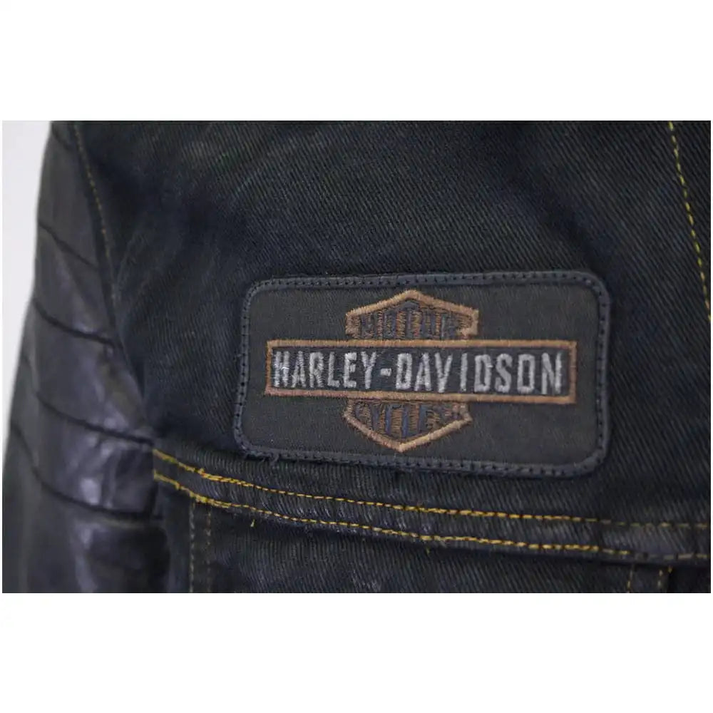 Harley-Davidson Men’s Denim & Leather Sleeve Button Up Jacket side