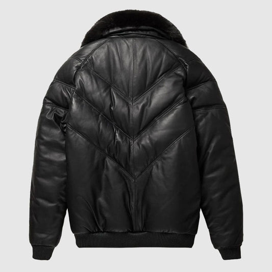 V-Bomber Jacket Black with Black Fox Fur