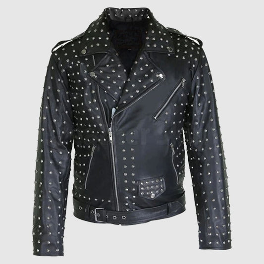 Men Studded Leather Jacket