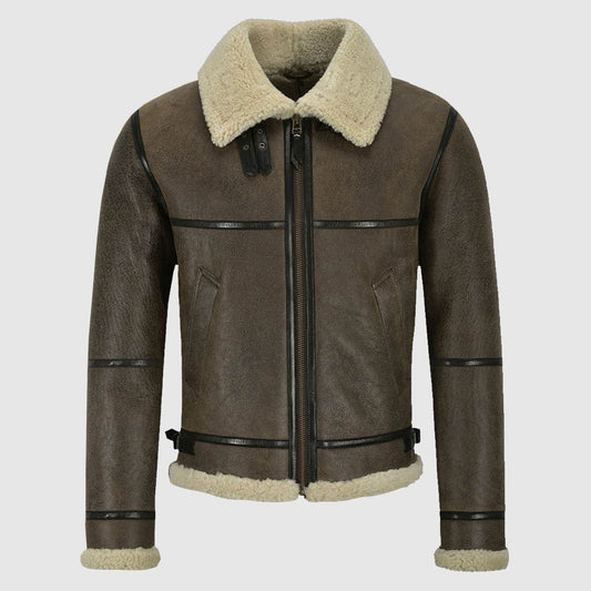 Men B3 Brown Air Force Shearling sheepskin Jacket