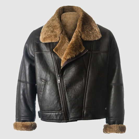 Men Black B3 Sheepskin Jacket, shearling leather jacket black