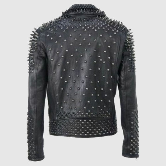 Men Make to Order Rock Punk Studded Jacket, Moto Biker Jacket