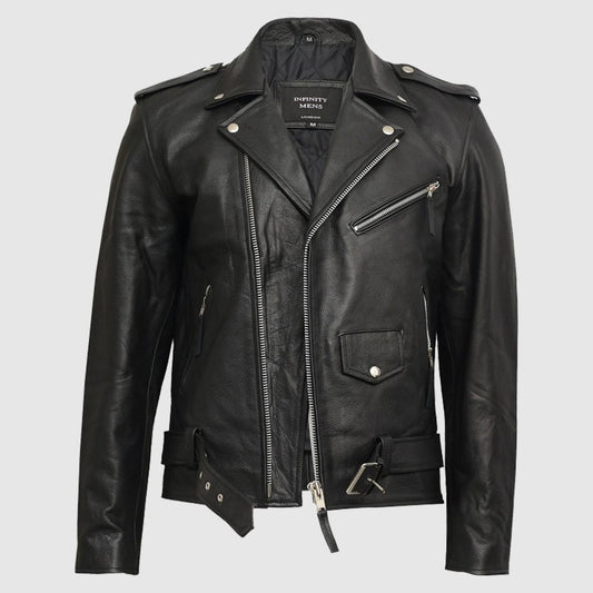 Brando Fringe Black Casual Biker Leather Jacket