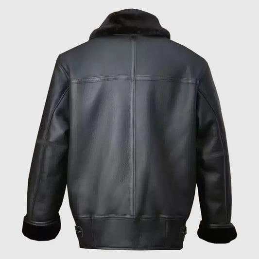 Men Black Aircraft Shearling Jacket