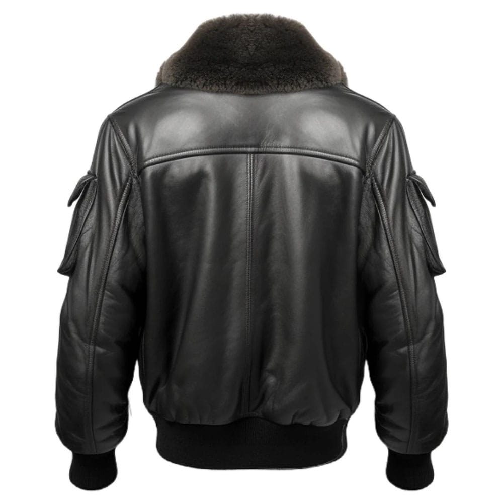 Men Black Leather Bomber Jacket - G1 Bomber Leather Jacket