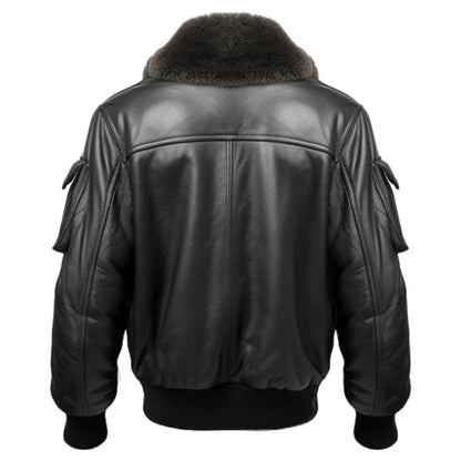 Men Black Leather Bomber Jacket - G1 Bomber Leather Jacket