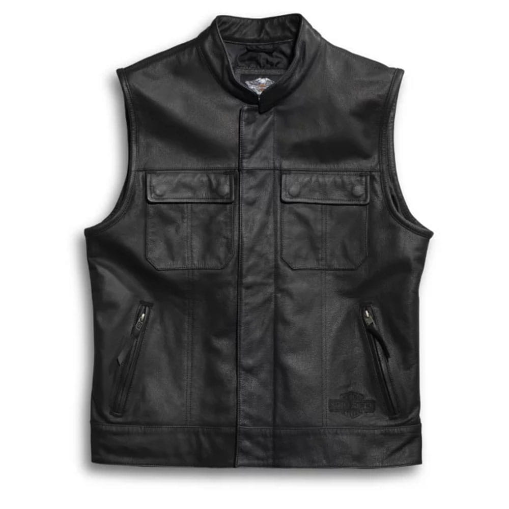 Men’s Foster Black Leather Vest