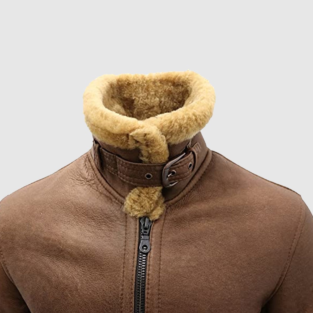 Men's Brown B3 Shearling Sheepskin Bomber Leather jacket