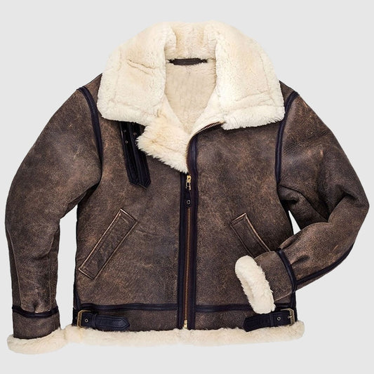 Bomber Pilot Aviator RAF Real Sheepskin Leather Jacket
