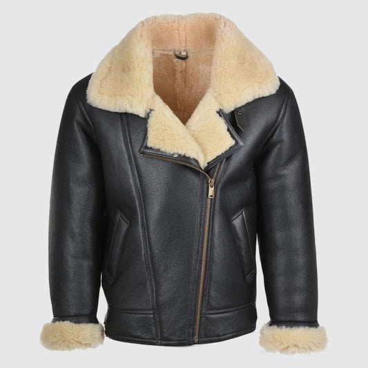 Mens B3 Flying Aviator Pilot Shearling Sheepskin Leather Jacket