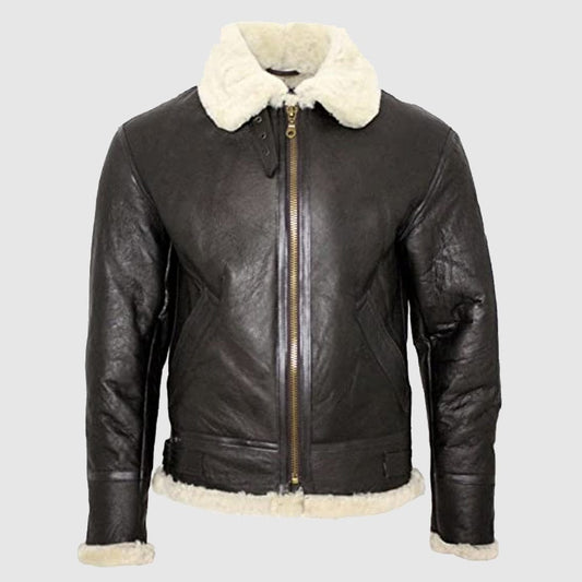 Men's B3 Shearling Sheepskin Bomber Leather Flying Aviator Jacket