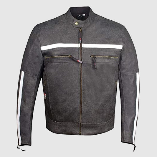 Men's Shade Distress Leather Motorcycle Jacket