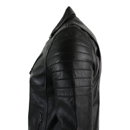 Black leather jacket on a white background