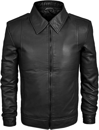 Black Leather Shirt for Men made from genuine leather with slim fit design, premium stitching, and modern stylish fashion look.