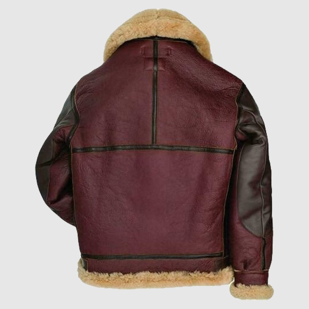 Mens B6 Bomber Aviator USAF WWII Pilot Real Sheepskin Shearling Leather Jacket