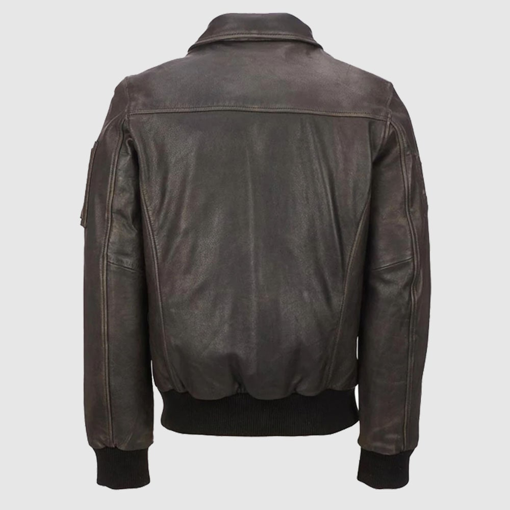 Mens Distressed Brown Vintage Bomber Jacket